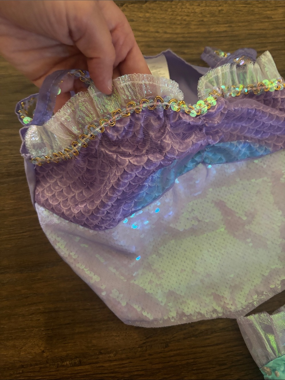 Kids Mermaid Costume Set in Purple & Aqua - Picture 3 of 7